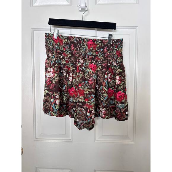 Anthropologie High Rise Silky Smocked Pull On Shorts Brown Women's Size Large - Picture 4 of 8